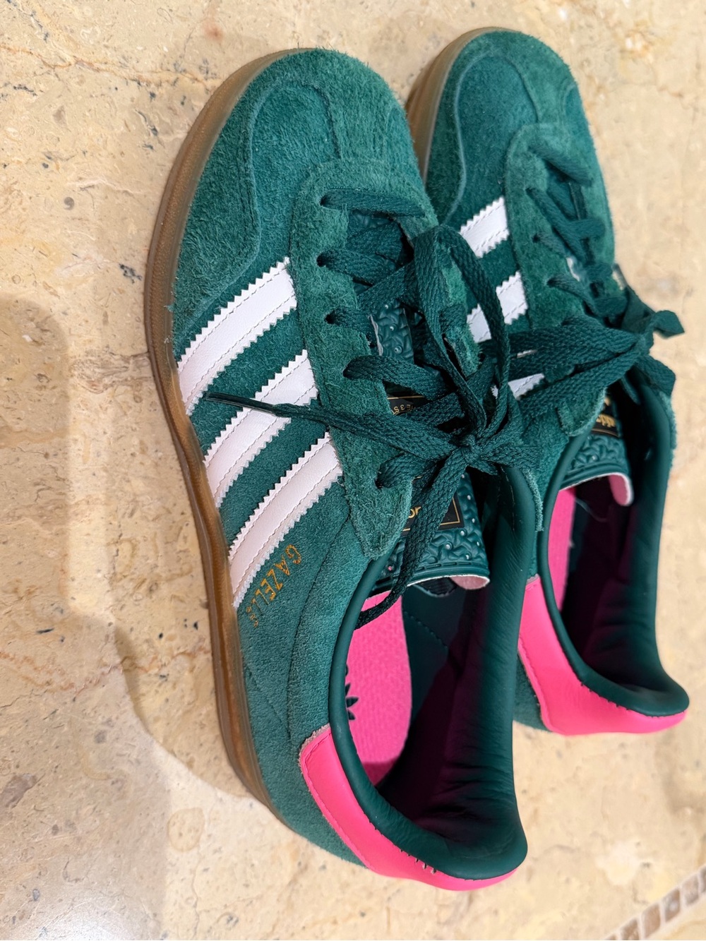 adidas Gazelle Suede Sneakers in Forest Green with White Stripes
